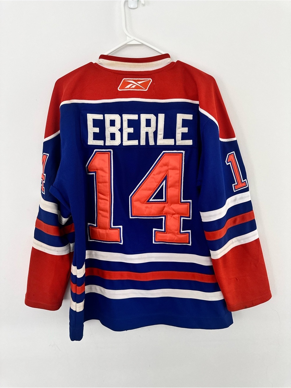 Edmonton Oilers Reebok Blue and Orange Eberle #14 Hockey Jersey - Picture 9 of 14